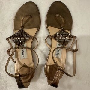 Jimmy Choo Metallic Bronze Embellished Sandals
